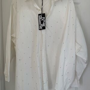 White Embellished  Shirt